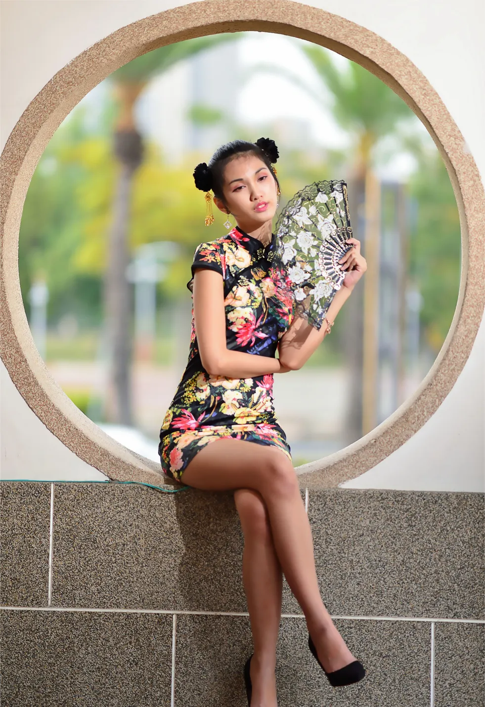 [Mzsock] NO.191 Chen Mengxin short cheongsam high heels beautiful legs street photography#[100P]-93